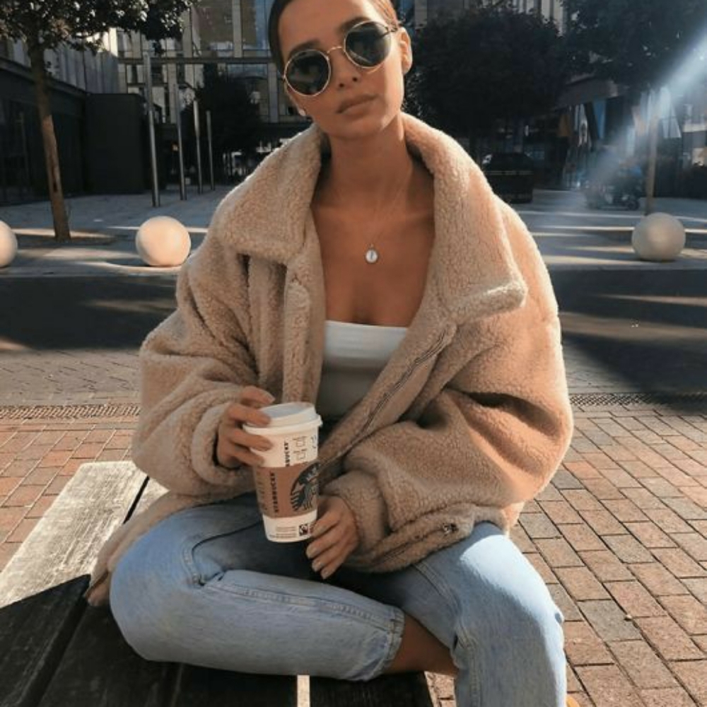 I.AM.GIA Pixie Teddy Bear Faux Fur Sherpa Oversized Boyfriend BF Jacket Coat